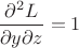 $\dfrac{\partial^2 L}{\partial y\partial z}=1$