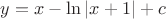 $y=x-\ln |x+1|+c$