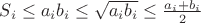 $S_i \leq a_i b_i \leq\sqrt{a_i b_i}\leq\frac{a_i+b_i}{2}$