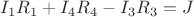 $I_1R_1+I_4R_4-I_3R_3=J$
