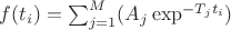 $f(t_i)=\sum_{j=1}^{M} (A_j \exp ^{- T_j t_i})$