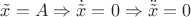 $\tilde x=A \Rightarrow \dot{\tilde {x}}=0 \Rightarrow \ddot{\tilde {x}}=0$