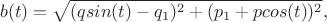 $$
b(t)=\sqrt{(qsin(t) - q_1)^2 + (p_1 + pcos(t))^2},
$$