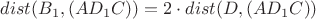 $dist(B_1, (AD_1C)) = 2\cdot dist(D, (AD_1C))$