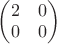 $\begin{pmatrix}2 & 0 \\ 0 & 0 \end{pmatrix}$