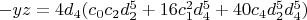 $-y z=4 d_4 (c_0 c_2 d_2^5+16 c_1^2 d_4^5+40 c_4 d_2^5 d_4^5)$