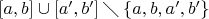 $[a,b]\cup[a',b']\mathbin{\diagdown}\{a,b,a',b'\}$