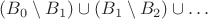 $(B_0\setminus B_1)\cup (B_1\setminus B_2)\cup \ldots$