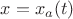 $x=x_a(t)$ $x=x_a(t)$