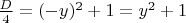 $\frac{D}{4} = (-y)^2 +1 = y^2 + 1$