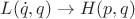 $L(\dot{q},q)\rightarrow H(p,q)$