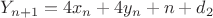 $Y_{n+1}=4x_n+4y_n+n+d_2$