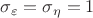 $\sigma_{\varepsilon} = \sigma_{\eta} = 1$