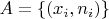 $A=\{(x_i,n_i)\}$