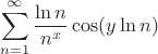 $$\sum\limits_{n=1}^{\infty}\frac{\ln n}{n^x}\cos(y \ln n)$$