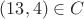 $(13,4)\in C$