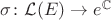 $\sigma\colon\mathcal{L}(E)\to e^{\mathbb{C}$