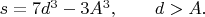 $s=7d^3-3A^3, \qquad d>A. \qquad$