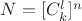 $N = [C_{k}^{l}]^n$