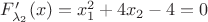 $F'_{\lambda_2}(x)=x_1^2+4x_2-4=0$