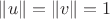 $\|u\|=\|v\|=1$