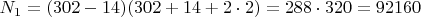 $N_1=(302-14)(302+14+2\cdot2)=288\cdot320=92160$