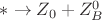 $* \to Z_0 + Z^0_B$