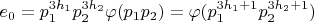 $$e_0=p_1^{3h_1}p_2^{3h_2}\varphi (p_1p_2)}=\varphi( p_1^{3h_1+1}p_2^{3h_2+1})$$