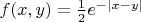 $f(x,y)={1\over2}e^{-|x-y|}$