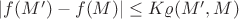 $|f(M')-f(M)|\leq K \varrho(M', M)$