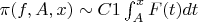 $\pi(f,A,x)\sim C1\int_{A}^{x}{F(t)dt}$