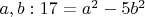 $a,b: 17=a^2-5b^2$