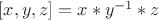 $[x,y,z] = x*y^{-1}*z$