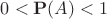 $0<\mathbf P(A)<1$ $0<\mathbf P(A)<1$