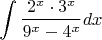 $$\int\frac{2^x\cdot 3^x}{9^x - 4^x}dx$$