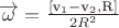 $\[\overrightarrow \omega   = \frac{{\left[ {{{\text{v}}_1} - {{\text{v}}_2},{\text{R}}} \right]}}
{{2{R^2}}}\]$