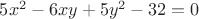 $5x^2-6xy+5y^2-32=0$