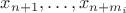 $x_{n+1},\dots,x_{n+m_i}$