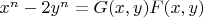 $x^n-2y^n = G(x, y)F(x, y)$