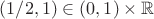 $(1/2,1) \in (0,1) \times \mathbb{R}$