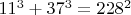 $11^3+37^3=228^2$