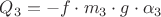 $Q_3= - f \cdot m_3 \cdot g \cdot \alpha_3  $