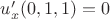 $u'_x(0,1,1)=0$