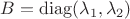 $B=\operatorname{diag}(\lambda_1, \lambda_2)$