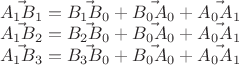 $\\ \vec{A_1B_1}=\vec{B_1B_0}+\vec{B_0A_0}+\vec{A_0A_1}\\
\vec{A_1B_2}=\vec{B_2B_0}+\vec{B_0A_0}+\vec{A_0A_1}\\
\vec{A_1B_3}=\vec{B_3B_0}+\vec{B_0A_0}+\vec{A_0A_1}\\
$