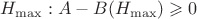$ H_{\max}: A - B(H_{\max}) \geqslant 0$