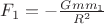 $F_1 = - \frac{G m m_1}{R^2}$ $F_1 = - \frac{G m m_1}{R^2}$