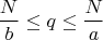 $$\frac{N}{b} \leq q \leq \frac{N}{a}$$