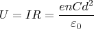 $$U = IR = \frac {enCd^2} {\varepsilon_0}$$