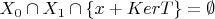 $X_0\cap X_1 \cap \{x+KerT\}=\emptyset$